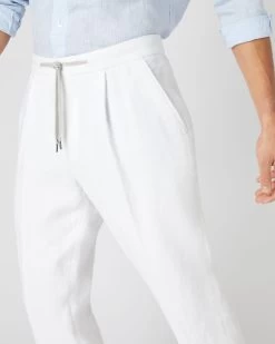 Men's Linen Trouser White 11 Men's Linen Trouser White -Cozy Fashion Shop SS24 NPG109609 WHT 5