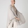 Women's Scarlett Frill Cashmere Cape Pebble Grey