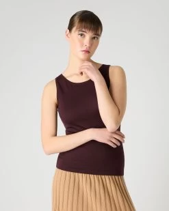 Women's Ella Superfine Cashmere Shell Top Clove Brown