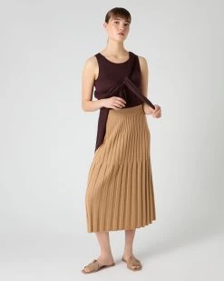 Women's Ella Superfine Cashmere Shell Top Clove Brown -Cozy Fashion Shop SS24 NPW000806 CLO 3