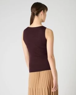 Women's Ella Superfine Cashmere Shell Top Clove Brown -Cozy Fashion Shop SS24 NPW000806 CLO 4