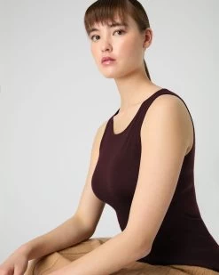 Women's Ella Superfine Cashmere Shell Top Clove Brown -Cozy Fashion Shop SS24 NPW000806 CLO 5