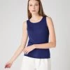 Women's Ella Superfine Cashmere Shell Top Indigo Blue 1 Women's Ella Superfine Cashmere Shell Top Indigo Blue -Cozy Fashion Shop SS24 NPW000806 I05 1