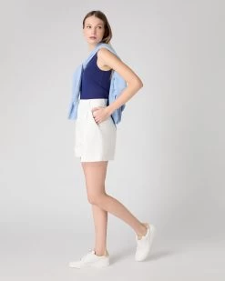 Women's Ella Superfine Cashmere Shell Top Indigo Blue -Cozy Fashion Shop SS24 NPW000806 I05 3