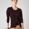 Women's Mia Superfine Cashmere V Neck Cardigan Clove Brown