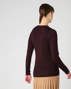 Women's Mia Superfine Cashmere V Neck Cardigan Clove Brown -Cozy Fashion Shop SS24 NPW000807 CLO 4