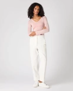 Women's Imogen Superfine Cashmere V Neck Jumper Blush Pink -Cozy Fashion Shop SS24 NPW000808 B03 3