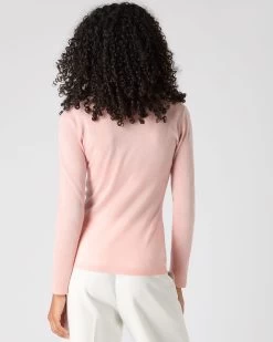Women's Imogen Superfine Cashmere V Neck Jumper Blush Pink -Cozy Fashion Shop SS24 NPW000808 B03 4