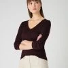 Women's Imogen Superfine Cashmere V Neck Jumper Clove Brown -Cozy Fashion Shop SS24 NPW000808 CLO 1