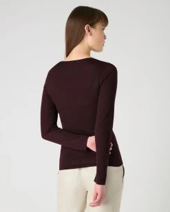 Women's Imogen Superfine Cashmere V Neck Jumper Clove Brown -Cozy Fashion Shop SS24 NPW000808 CLO 4