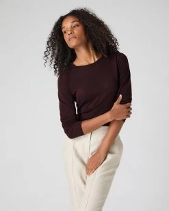 Women's Eden Superfine Cashmere Round Neck Top Clove Brown