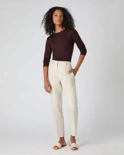 Women's Eden Superfine Cashmere Round Neck Top Clove Brown -Cozy Fashion Shop SS24 NPW000811R CLO 3