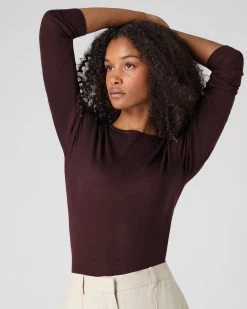 Women's Eden Superfine Cashmere Round Neck Top Clove Brown -Cozy Fashion Shop SS24 NPW000811R CLO 5