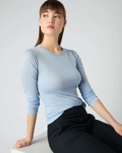 Women's Eden Superfine Cashmere Round Neck Top Pale Blue