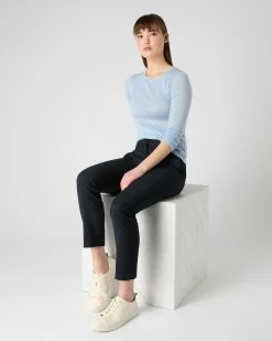 Women's Eden Superfine Cashmere Round Neck Top Pale Blue -Cozy Fashion Shop SS24 NPW000811R PBU 3