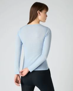 Women's Eden Superfine Cashmere Round Neck Top Pale Blue -Cozy Fashion Shop SS24 NPW000811R PBU 4