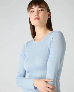 Women's Eden Superfine Cashmere Round Neck Top Pale Blue -Cozy Fashion Shop SS24 NPW000811R PBU 5