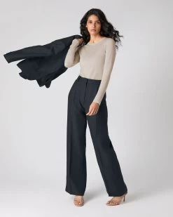 Women's Eden Superfine Cashmere Round Neck Top Sandstone Brown -Cozy Fashion Shop SS24 NPW000811R S44 3