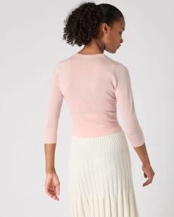 Women's Darcie Superfine Cashmere Cropped Cardigan Blush Pink -Cozy Fashion Shop SS24 NPW000831 B03 4
