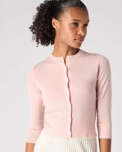 Women's Darcie Superfine Cashmere Cropped Cardigan Blush Pink -Cozy Fashion Shop SS24 NPW000831 B03 5