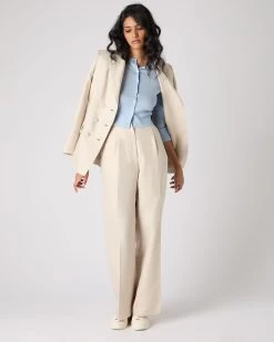 Women's Darcie Superfine Cashmere Cropped Cardigan Pale Blue -Cozy Fashion Shop SS24 NPW000831 PBU 3op