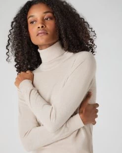 Women's Margot Superfine Cashmere Roll Neck Jumper Sandstone Brown -Cozy Fashion Shop SS24 NPW000866R S44 5