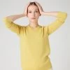 Women's Evie Classic Round Neck Cashmere Jumper Citrine Yellow -Cozy Fashion Shop SS24 NPW000928B CYO 1