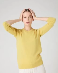 Women's Evie Classic Round Neck Cashmere Jumper Citrine Yellow