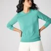Women's Evie Classic Round Neck Cashmere Jumper Opal Green -Cozy Fashion Shop SS24 NPW000928B OPL 1