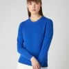 Women's Evie Classic Round Neck Cashmere Jumper Sonic Blue -Cozy Fashion Shop SS24 NPW000928B SON 1