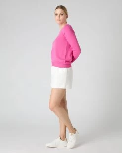 Women's Evie Classic Round Neck Cashmere Jumper Vibrant Pink -Cozy Fashion Shop SS24 NPW000928B VPO 3