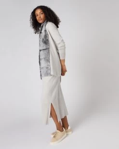 Women's Lola Fur Placket Cashmere Gilet Pebble Grey -Cozy Fashion Shop SS24 NPW000949 P48 3
