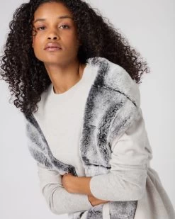 Women's Lola Fur Placket Cashmere Gilet Pebble Grey -Cozy Fashion Shop SS24 NPW000949 P48 5