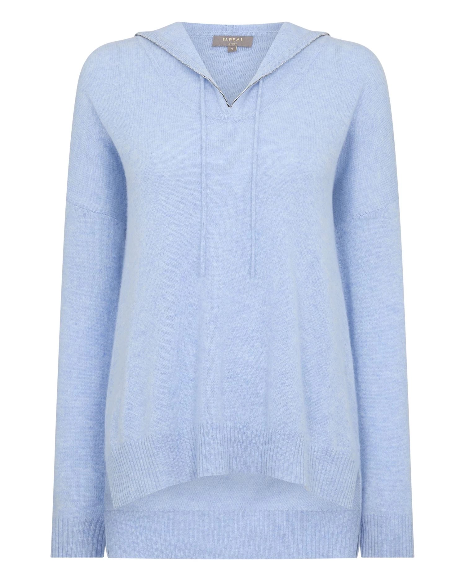 Women's Maya Metal Trim Cashmere Hoodie Cornflower Blue 4 Women's Maya Metal Trim Cashmere Hoodie Cornflower Blue - Image 2