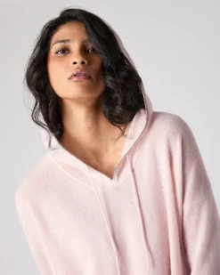 Women's Maya Metal Trim Cashmere Hoodie Quartz Pink -Cozy Fashion Shop SS24 NPW001604 QZP 5
