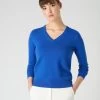 Women's Phoebe V Neck Cashmere Jumper Sonic Blue -Cozy Fashion Shop SS24 NPW001800B SON 1