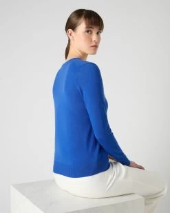 Women's Phoebe V Neck Cashmere Jumper Sonic Blue -Cozy Fashion Shop SS24 NPW001800B SON 4
