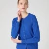 Women's Olivia Round Neck Cashmere Cardigan Sonic Blue 1 Women's Olivia Round Neck Cashmere Cardigan Sonic Blue -Cozy Fashion Shop SS24 NPW001802B SON 1