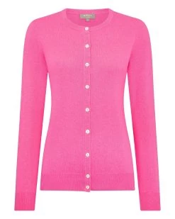 Women's Olivia Round Neck Cashmere Cardigan Vibrant Pink 8 Women's Olivia Round Neck Cashmere Cardigan Vibrant Pink -Cozy Fashion Shop SS24 NPW001802B VPO 2
