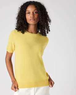 Women's Milly Classic Cashmere T-Shirt Citrine Yellow