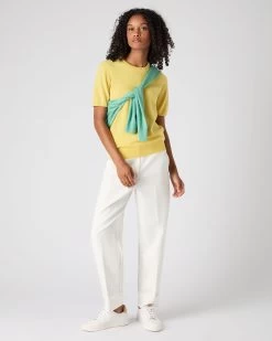 Women's Milly Classic Cashmere T-Shirt Citrine Yellow -Cozy Fashion Shop SS24 NPW001803C CYO 3op