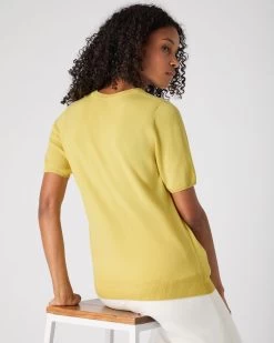 Women's Milly Classic Cashmere T-Shirt Citrine Yellow -Cozy Fashion Shop SS24 NPW001803C CYO 4