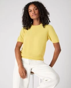 Women's Milly Classic Cashmere T-Shirt Citrine Yellow -Cozy Fashion Shop SS24 NPW001803C CYO 5