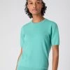 Women's Milly Classic Cashmere T-Shirt Opal Green 1 Women's Milly Classic Cashmere T-Shirt Opal Green -Cozy Fashion Shop SS24 NPW001803C OPL 1