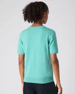 Women's Milly Classic Cashmere T-Shirt Opal Green -Cozy Fashion Shop SS24 NPW001803C OPL 4