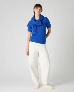 Women's Milly Classic Cashmere T-Shirt Sonic Blue -Cozy Fashion Shop SS24 NPW001803C SON 3