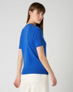 Women's Milly Classic Cashmere T-Shirt Sonic Blue -Cozy Fashion Shop SS24 NPW001803C SON 4