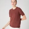 Women's Milly Classic Cashmere T-Shirt Terracotta Brown -Cozy Fashion Shop SS24 NPW001803C T18 1