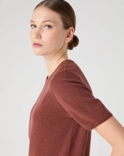 Women's Milly Classic Cashmere T-Shirt Terracotta Brown 11 Women's Milly Classic Cashmere T-Shirt Terracotta Brown -Cozy Fashion Shop SS24 NPW001803C T18 5