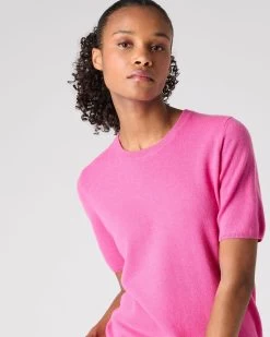 Women's Milly Classic Cashmere T-Shirt Vibrant Pink 11 Women's Milly Classic Cashmere T-Shirt Vibrant Pink -Cozy Fashion Shop SS24 NPW001803C VPO 5